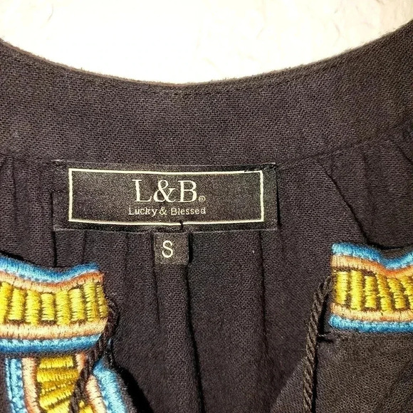 L&B Lucky & Blessed Black Southwest Print Western Style Dress Small - Picture 5 of 8